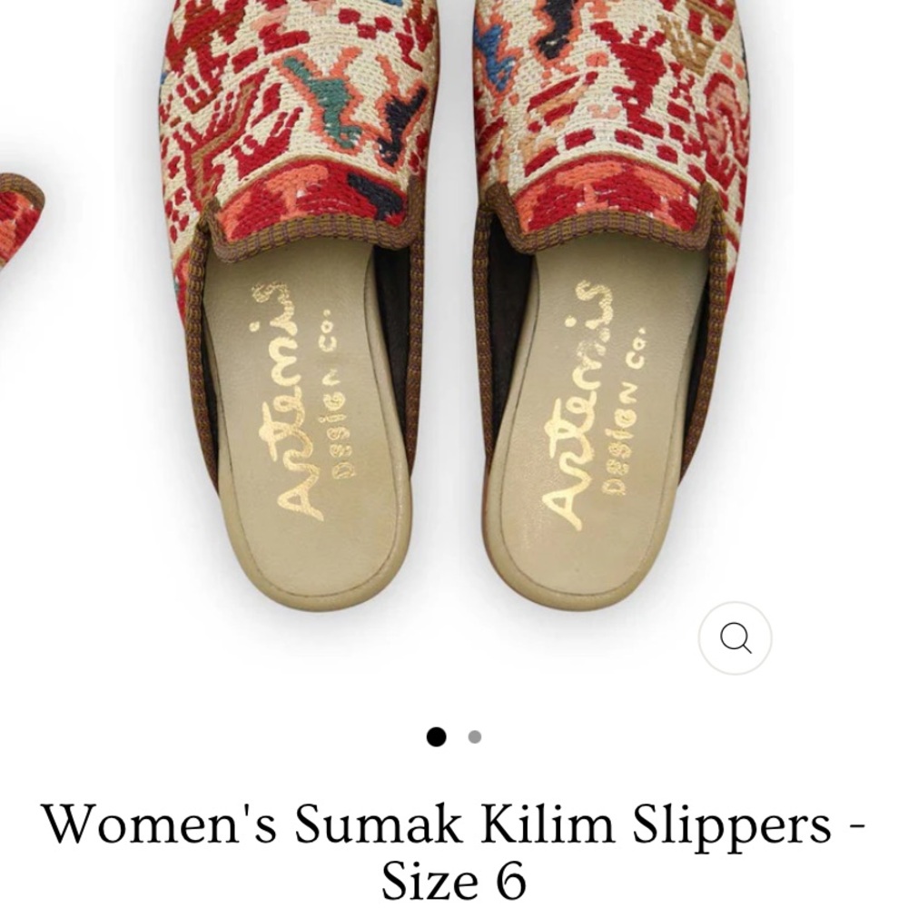NOWT Artemis Design Co. Red and White Kilim Slippers